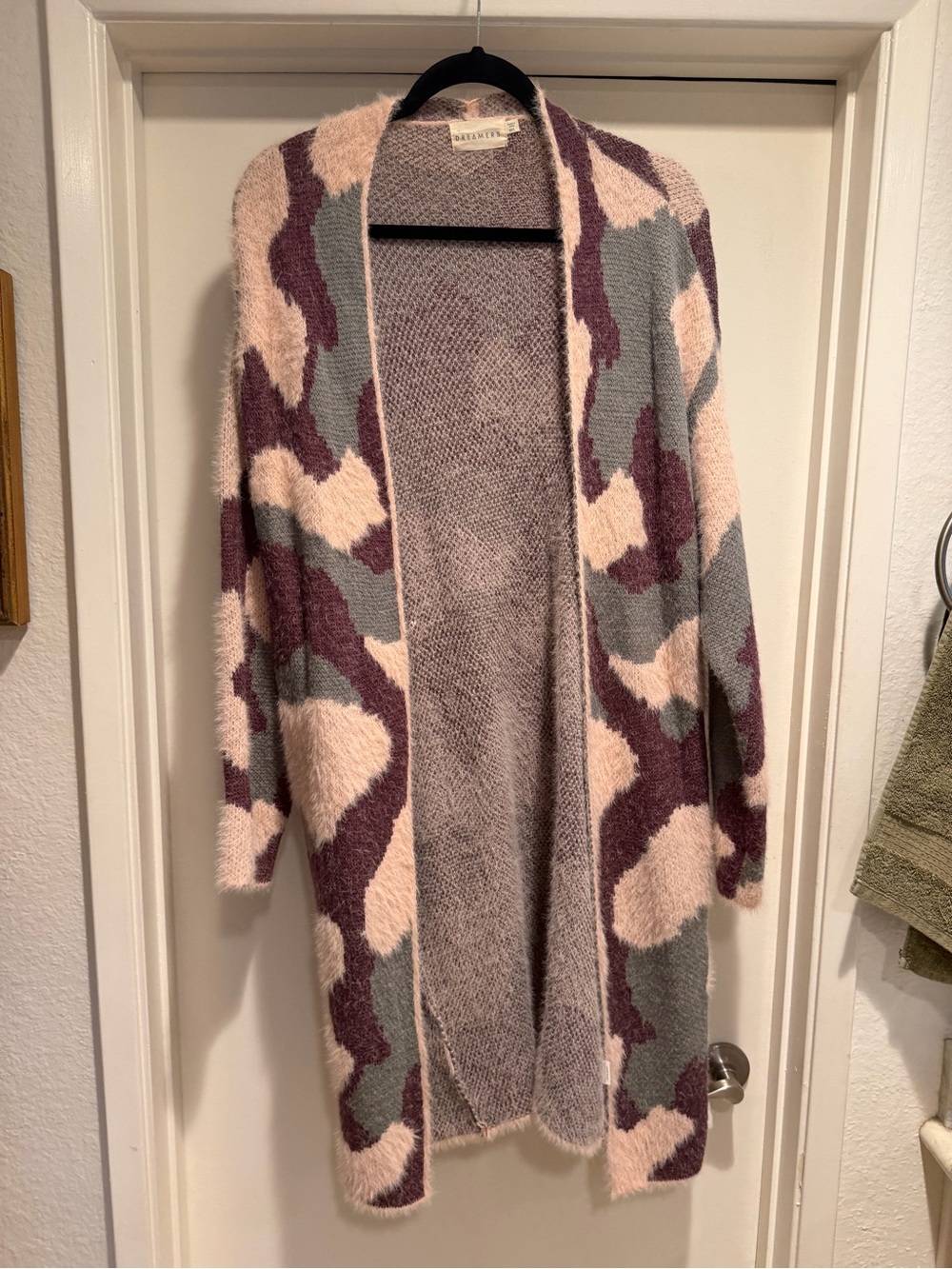 Mauve Camouflage Open-Front Cardigan